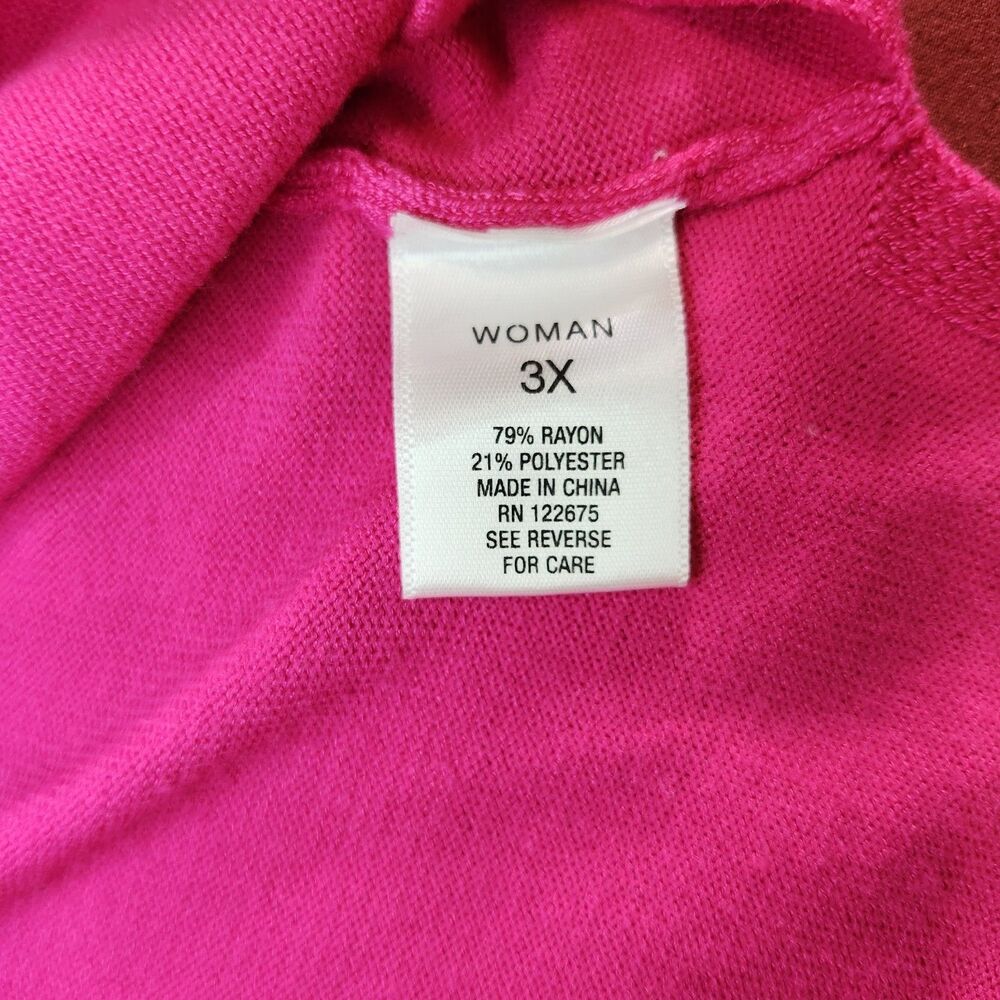 Roz & Ali Pink Cinched Sweater Top 3/4 Sleeve Yoke Detail Plus Size 3X - Picture 9 of 11